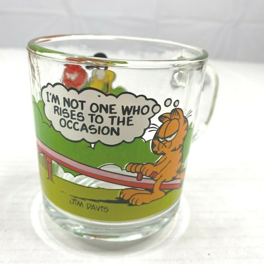 Vintage McDonalds Garfield Glass Coffee Mug Cup Jim Davis 1978 Collectible 1970s